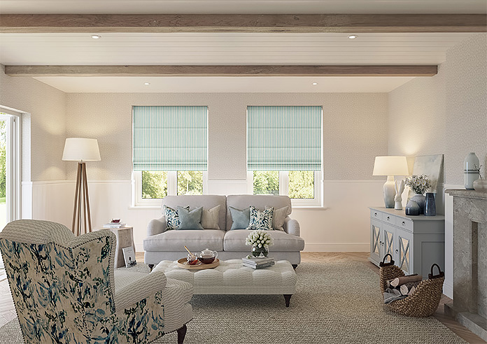 Vintage Stripe, Aqua - Twist&Fit Roman Blind - Image 8